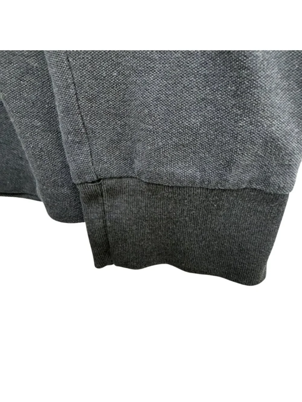 POLO Ralph Lauren Long Sleeve Polo Shirt Large Gray w/ Purple Pony Pique Suede